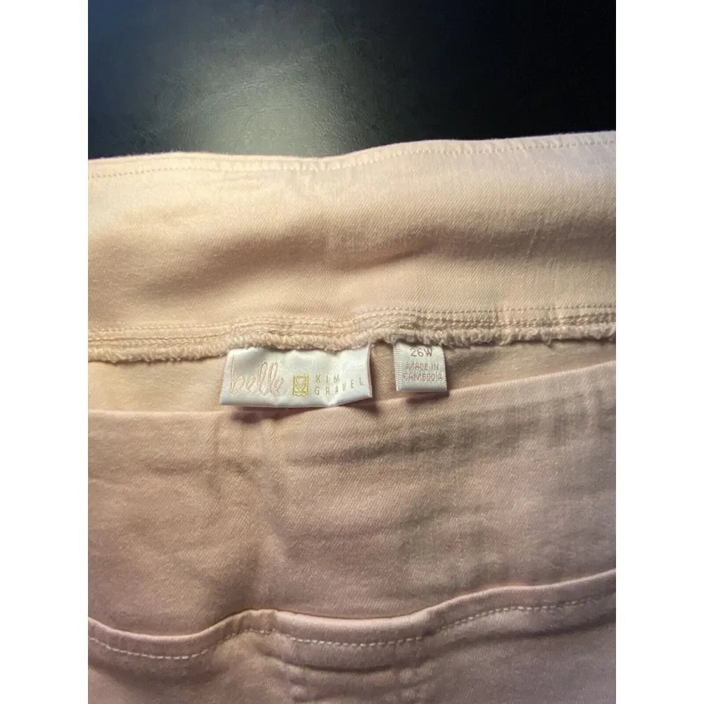 Belle Kim Gravel 26w Cut‎ Off Modal Shorts Distressed Pink Stretch Festival Boho